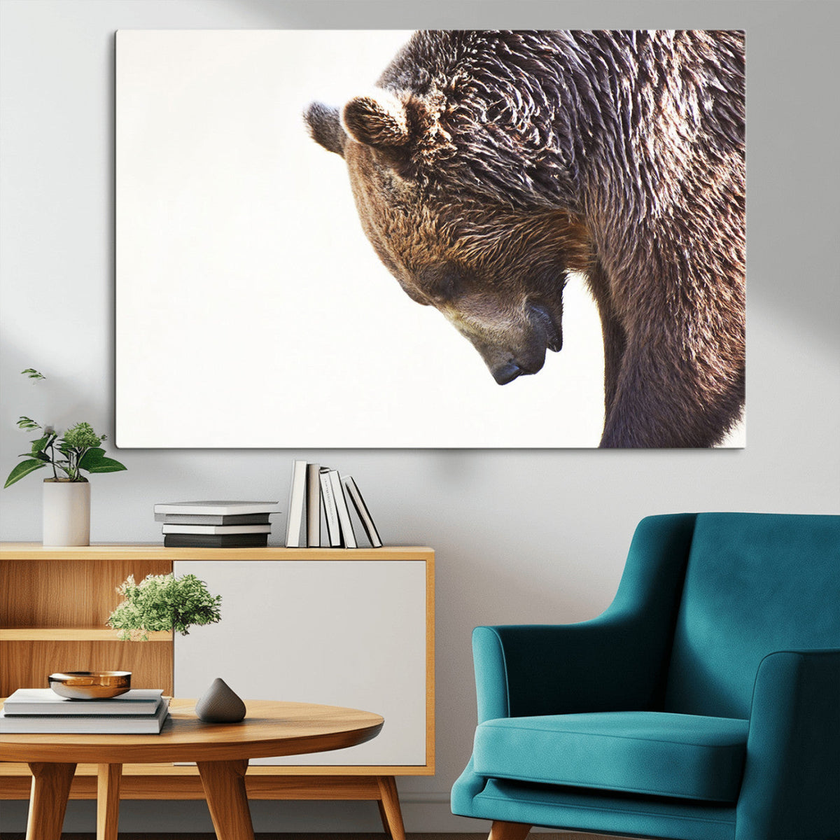 Grizzly Bear Canvas Wall Art Print – Framed Wildlife Nature