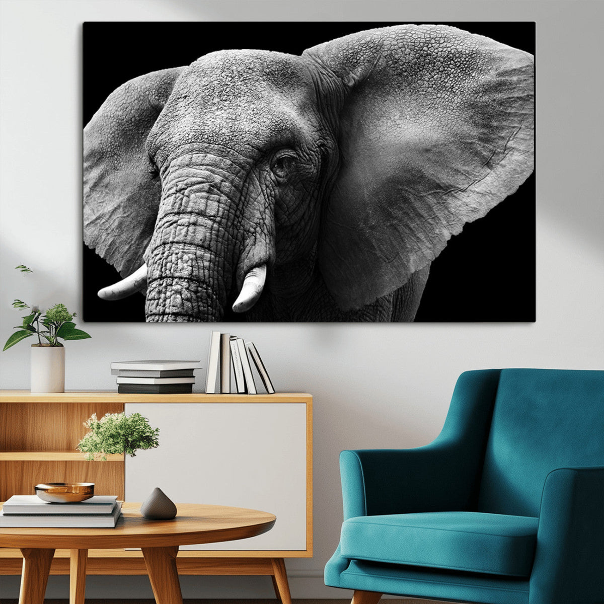 Big Elephant Close Up Wall Art Canvas Print
