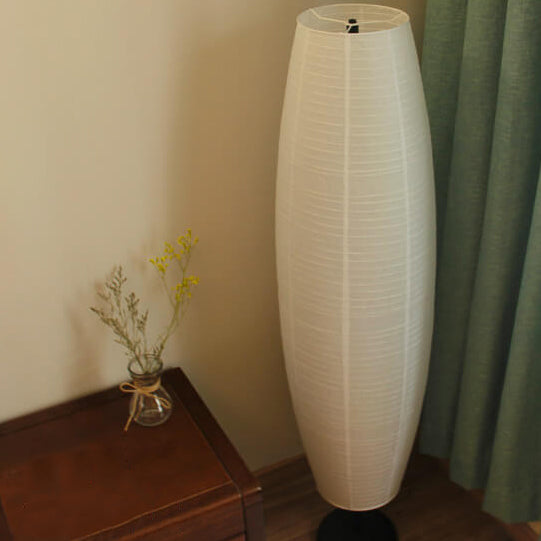 Nordic Rice Paper Column Floor Lamp 2-Light Tri-Color Lighting