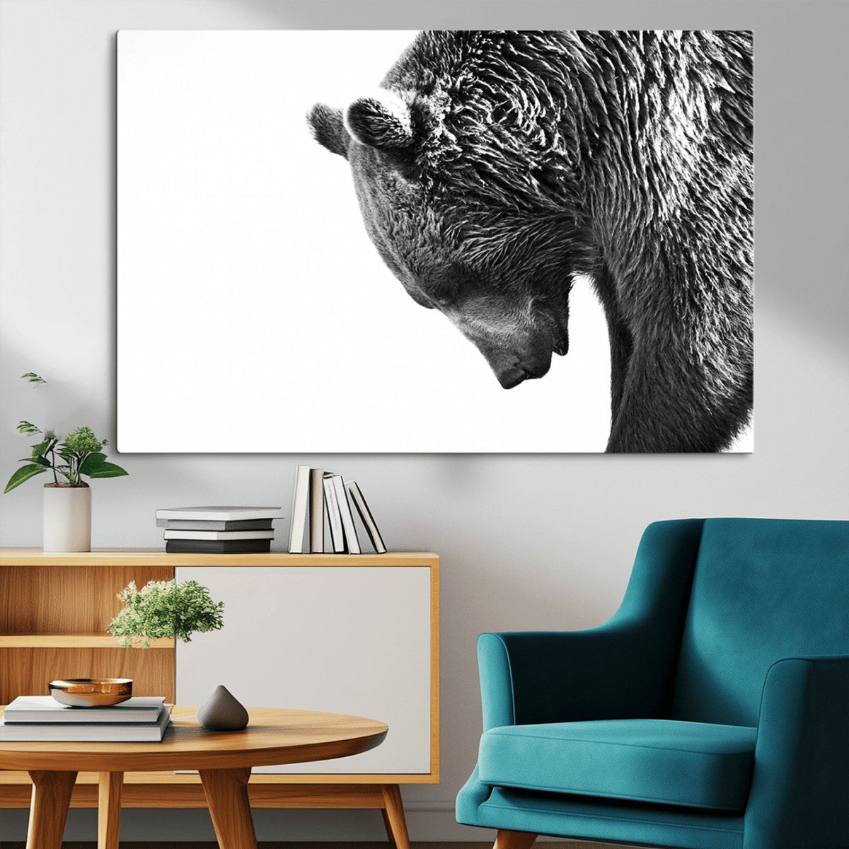 Black and White Grizzly 399 Bear Canvas Print Wall Art |