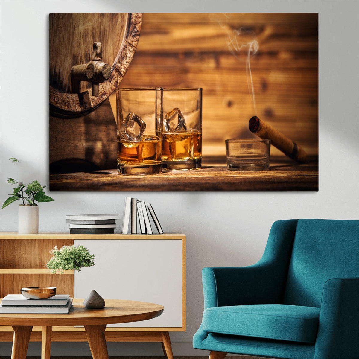 Rustic Whiskey and Barrel Canvas Print