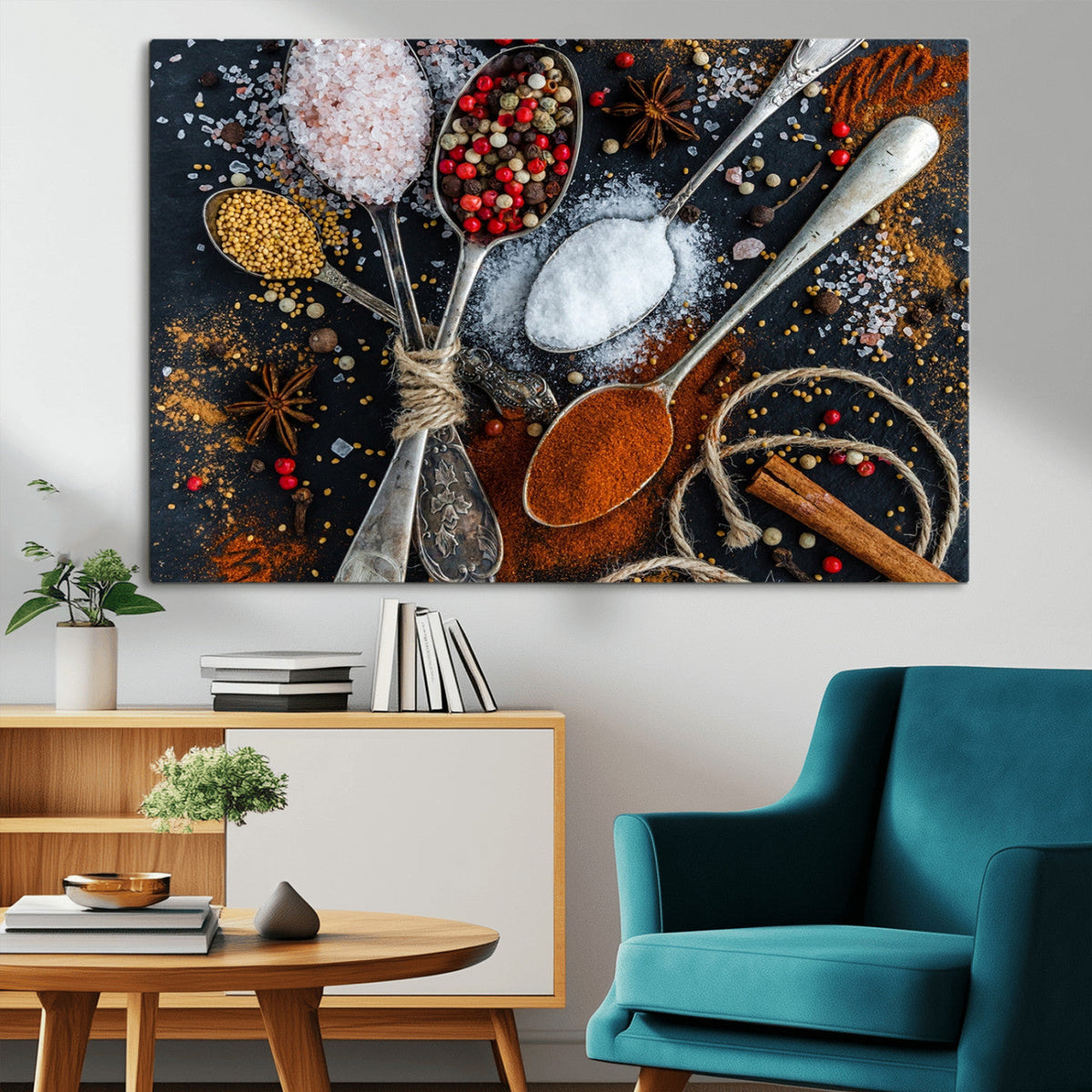 Spices and Seasonings Canvas Wall Art – Colorful Triptych