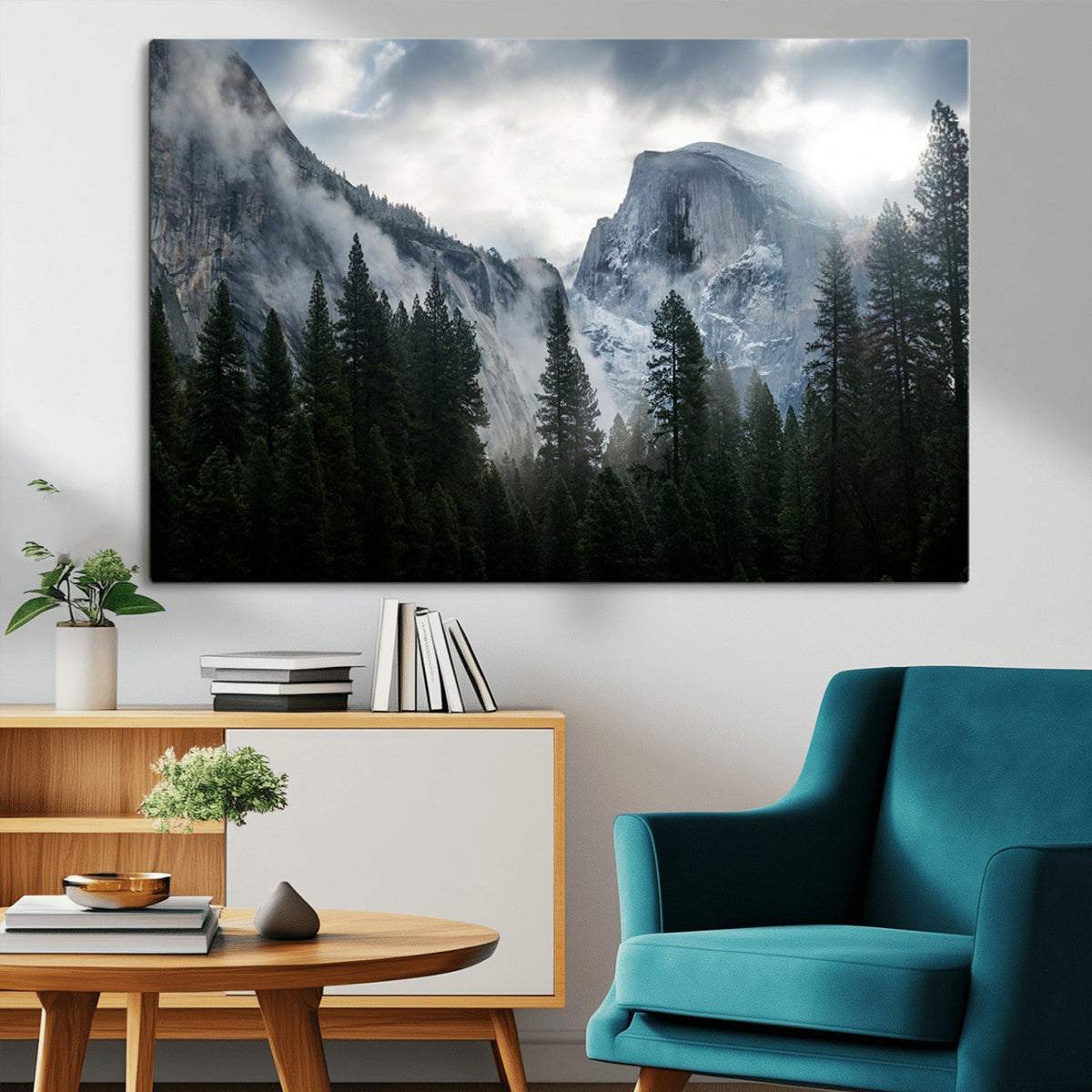 Yosemite National Park El Capitan Foggy Mountain Wall Art |