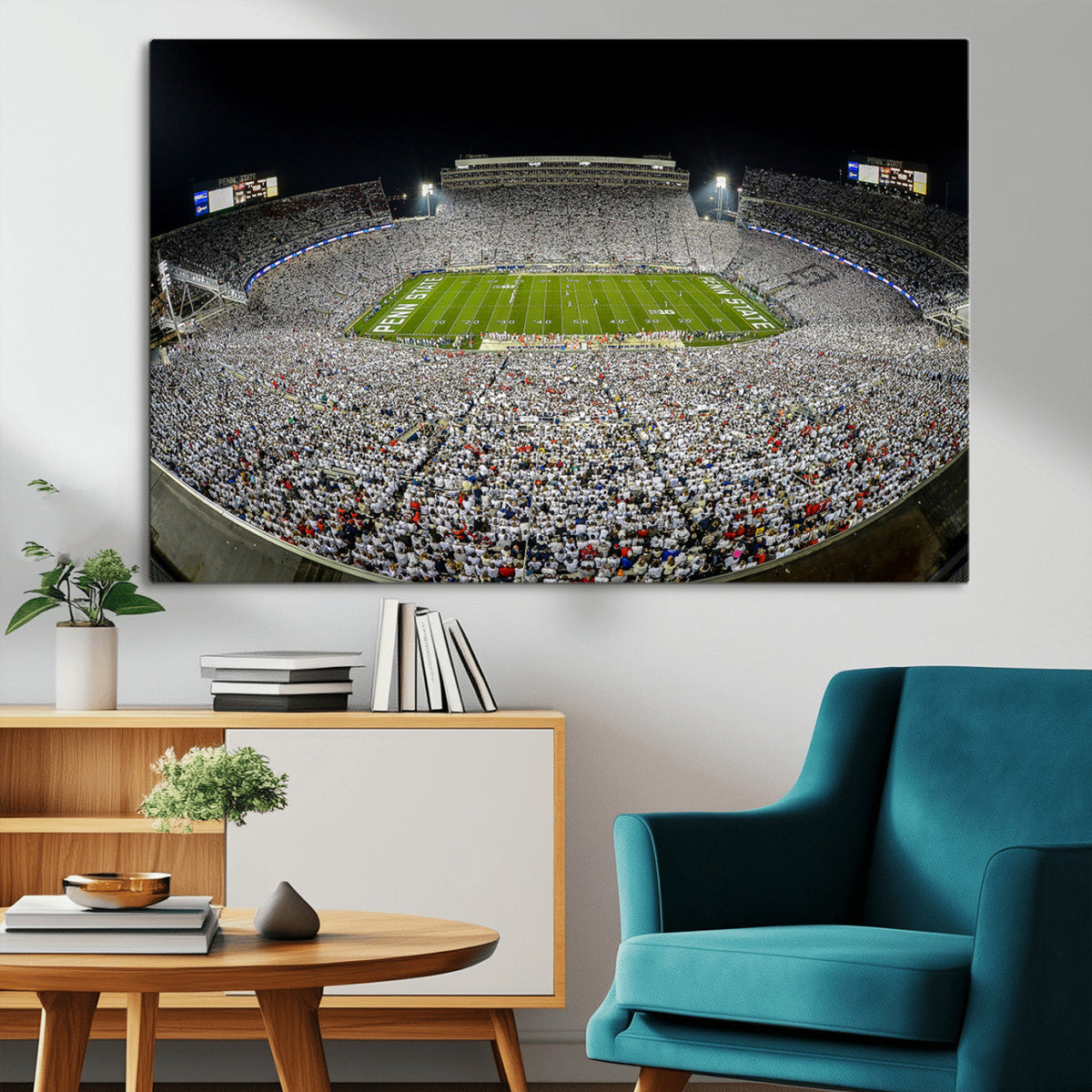 Beaver Stadium Night Game Triple Canvas Wall Art - Penn