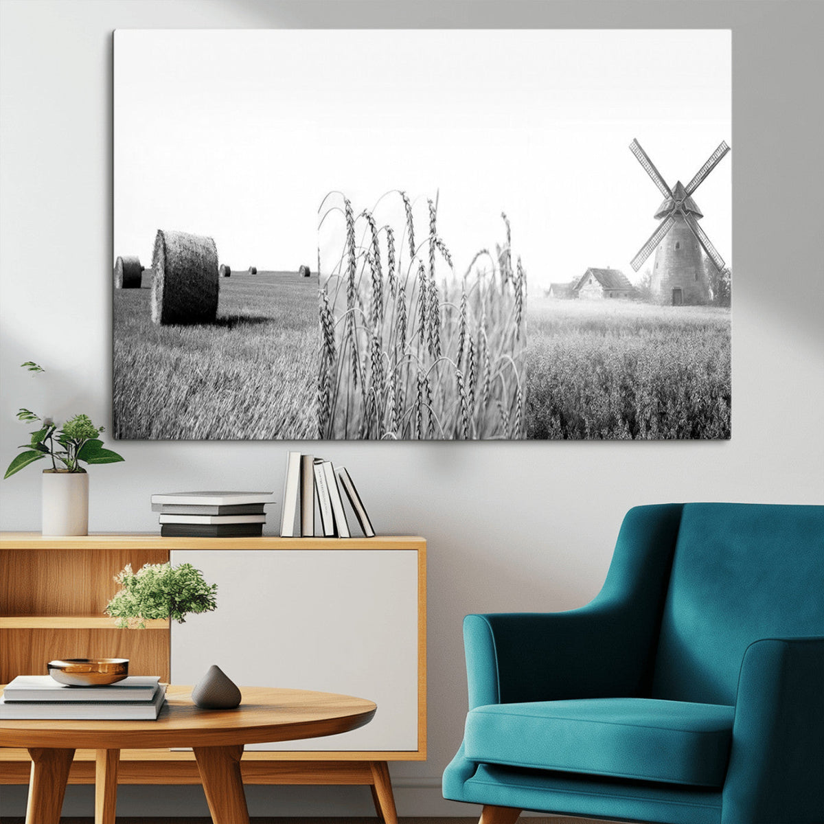 Vintage Farmhouse Black and White Triptych Wall Art – Giclee