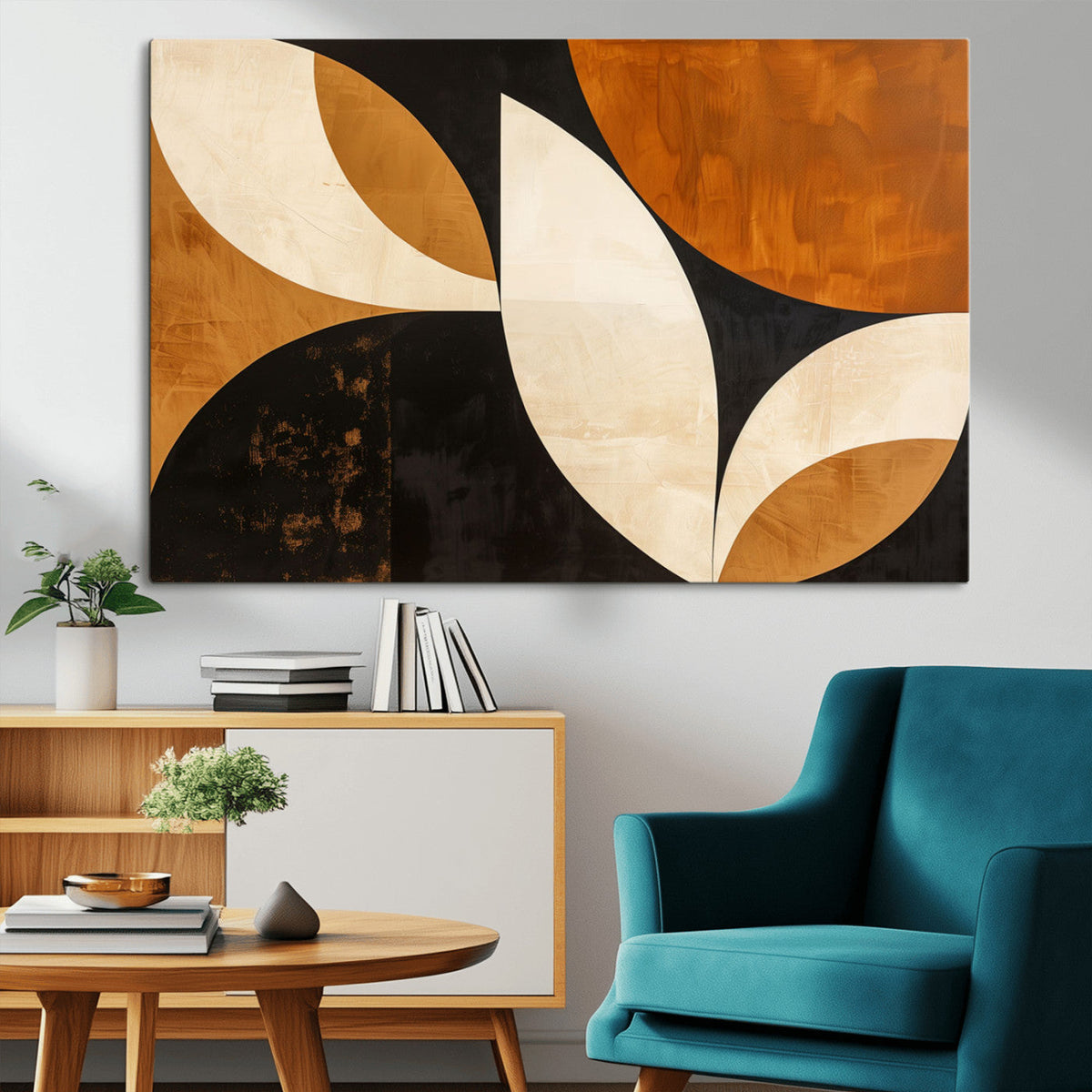 Geometric Abstract Wall Art Canvas Print, Mid Century Modern