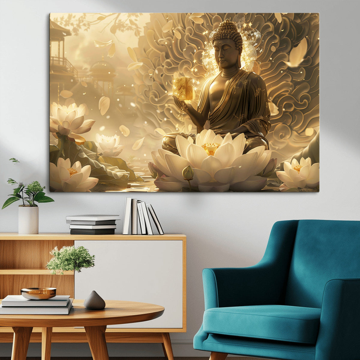 Golden Buddha Wall Art | Yoga Room Decor and Meditation Room