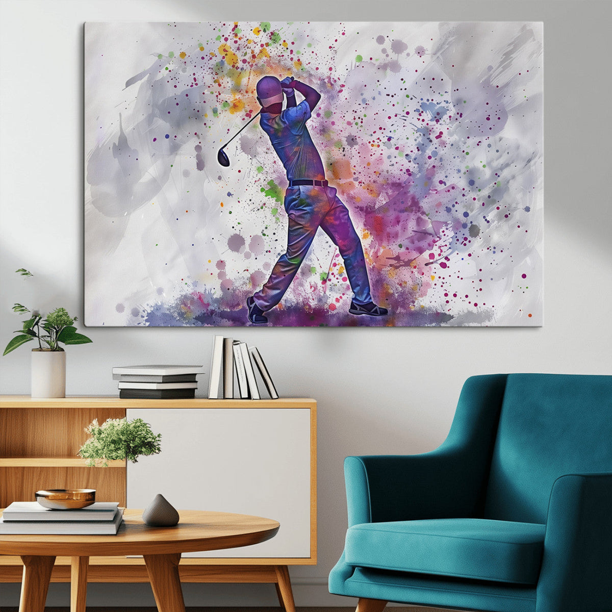 Watercolor Golf Swing Wall Art Canvas Print | Vibrant