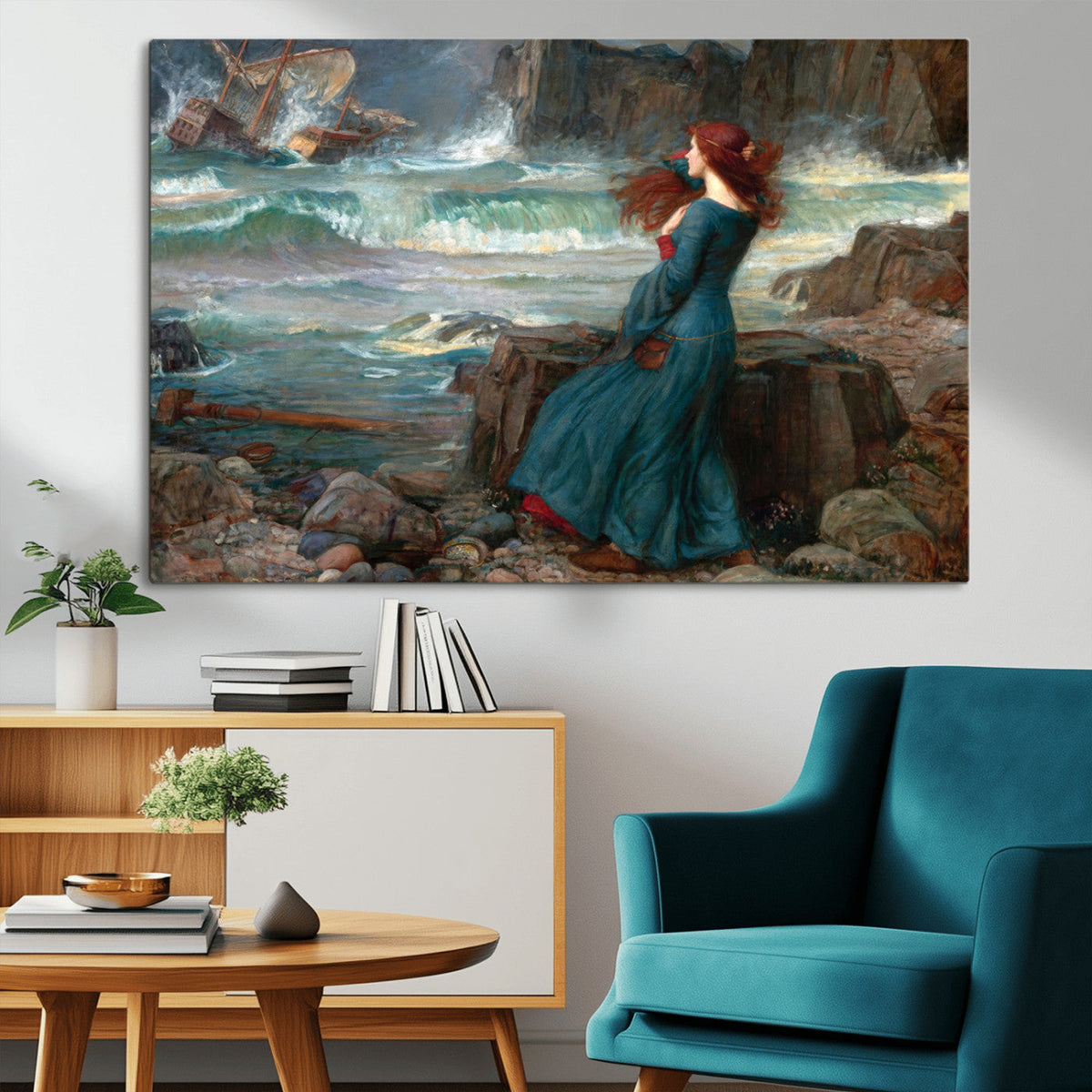 Miranda by the Shore Wall Art Canvas Print – Tempest Scene