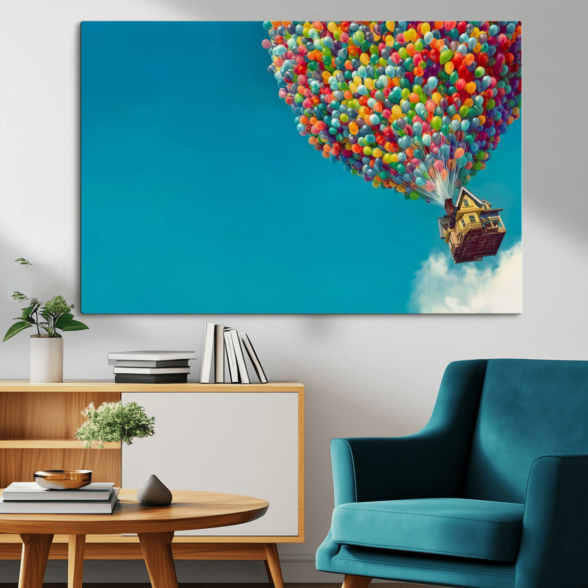 Carl Fredricksen, Up Movie Wall Art, Colorful Balloon House