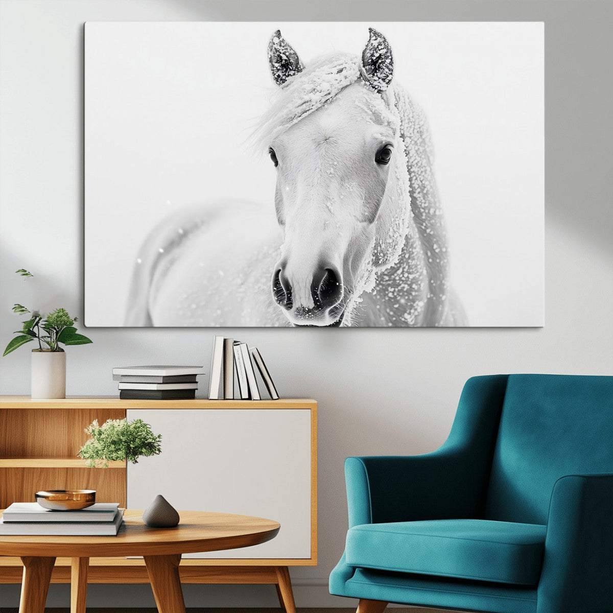 Majestic White Horse Wall Art | Ready to Hang and Framed |