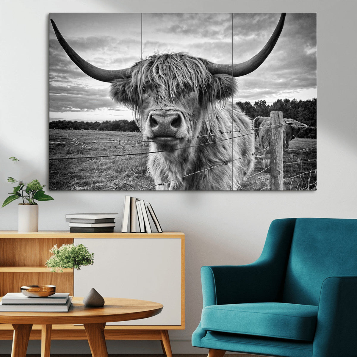 Scottish Highland Cow Wall Art Canvas Print | Ready to Hang