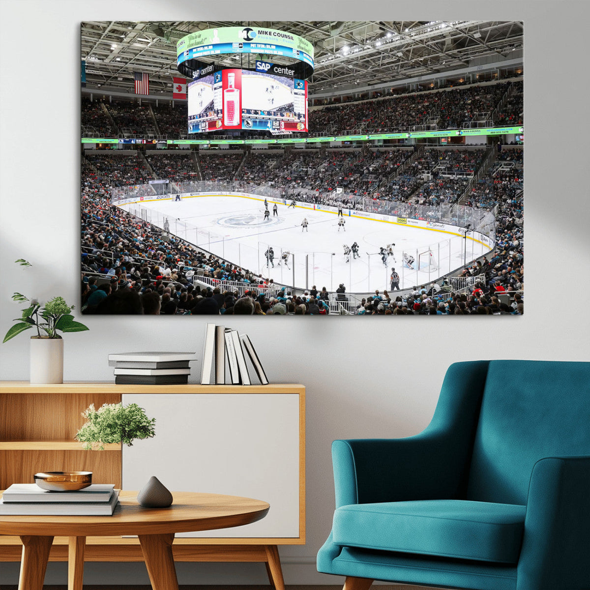 Sharks Arena Blackhawks Sharks Ice Hockey Stadium Wall Art