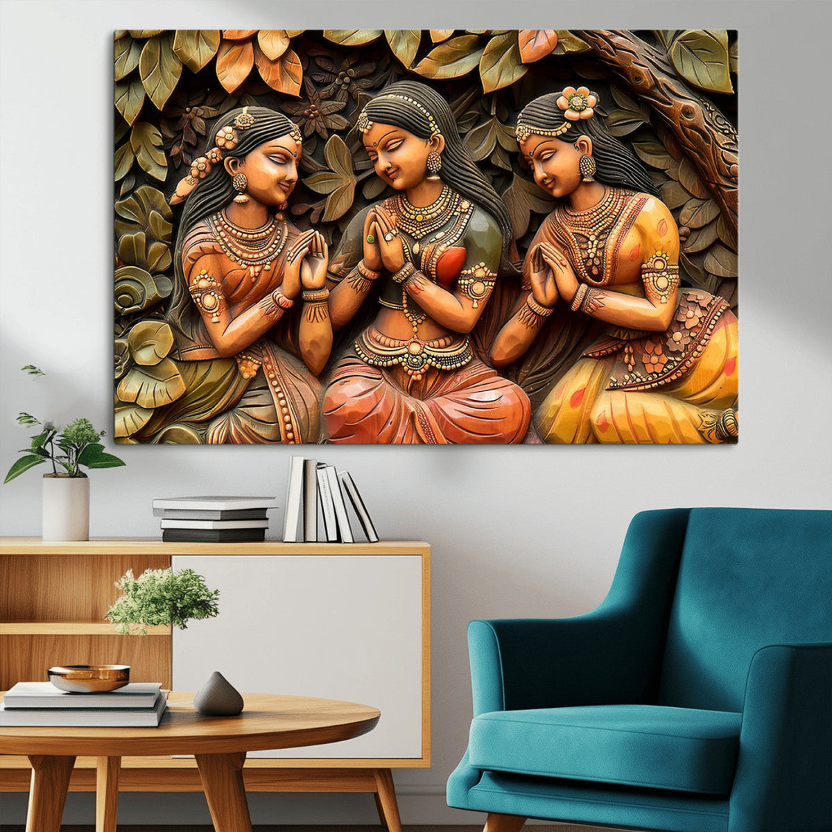 Indian Woman Statue Wall Art Canvas Print
