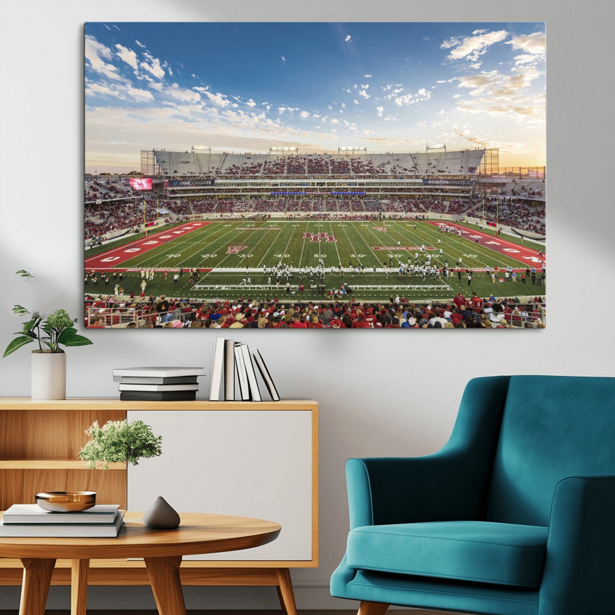 Framed Houston Cougars Football Team Print - Houston TDECU