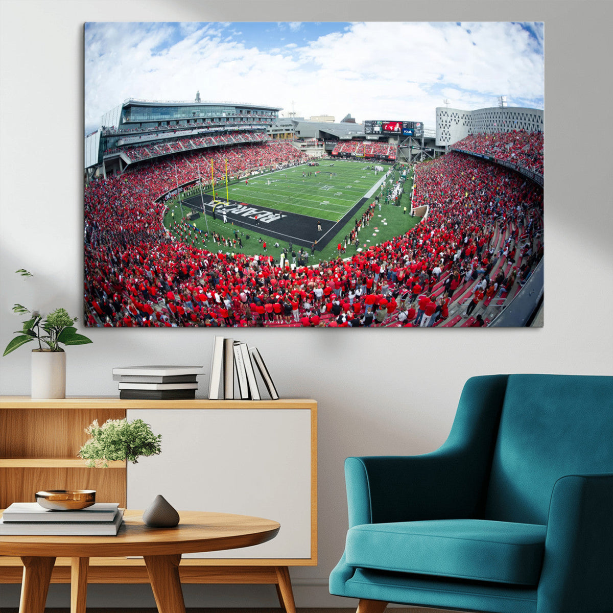 Cincinnati Bearcats Football Team Print - Nippert Stadium Wall Art Canvas Print