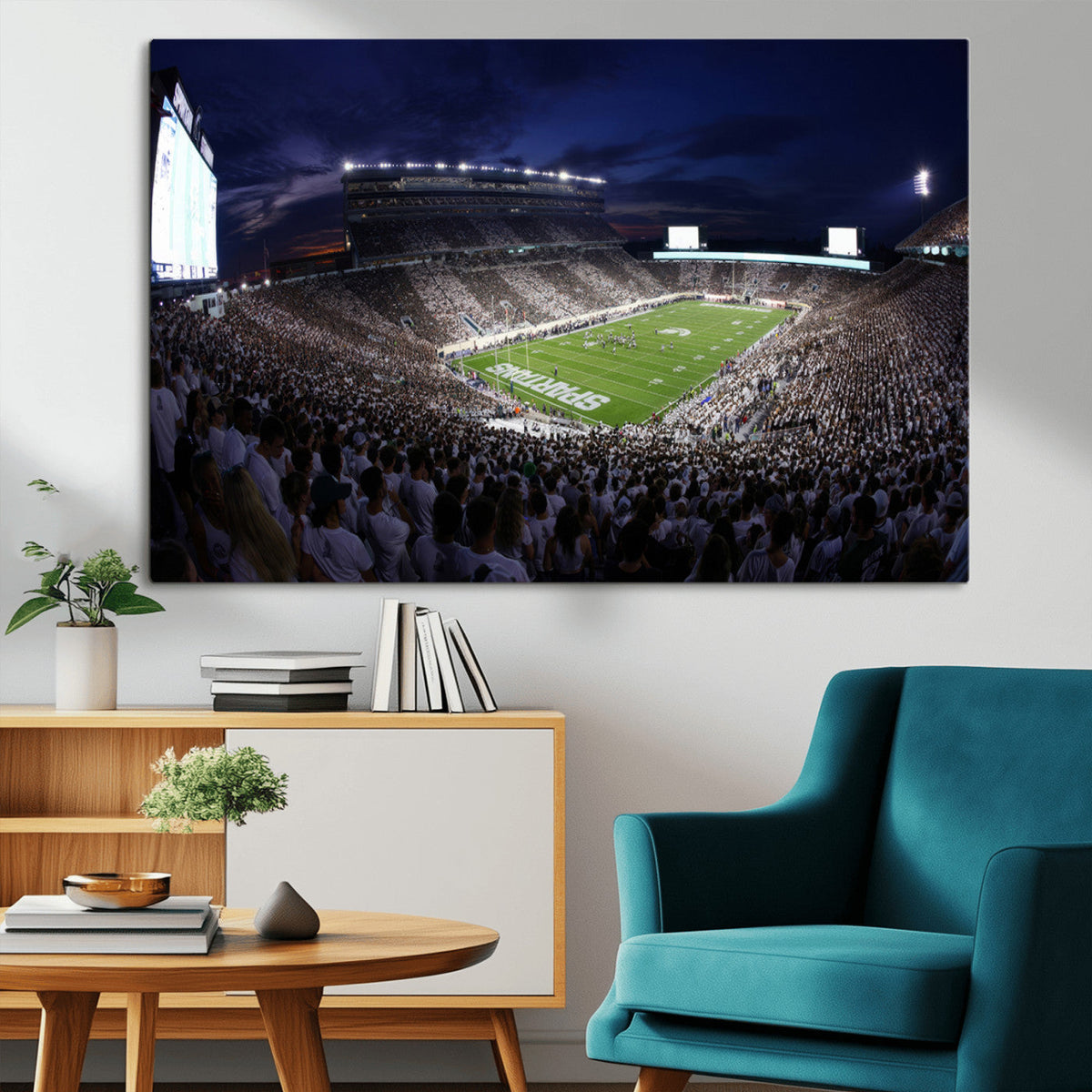 Michigan State Spartans Canvas, Framed Football Team Print -