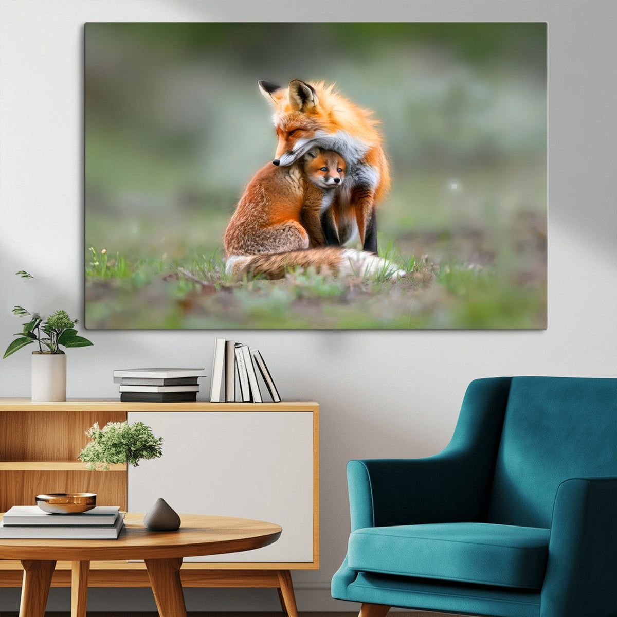 Heartwarming Fox and Baby Cub Wall Art | Ready to Hang