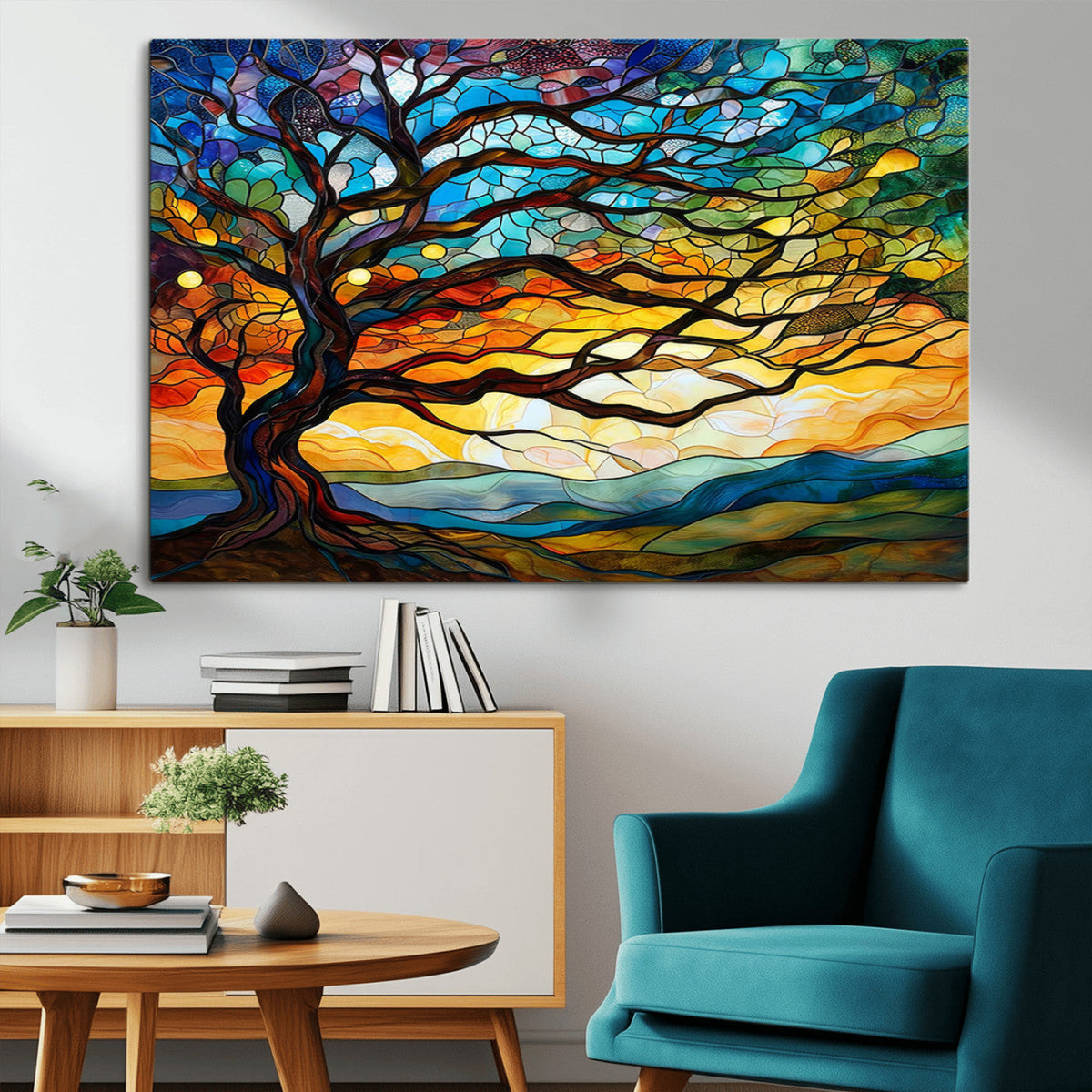Mosaic Tree Wall Art | Ready to Hang Stained Glass Style