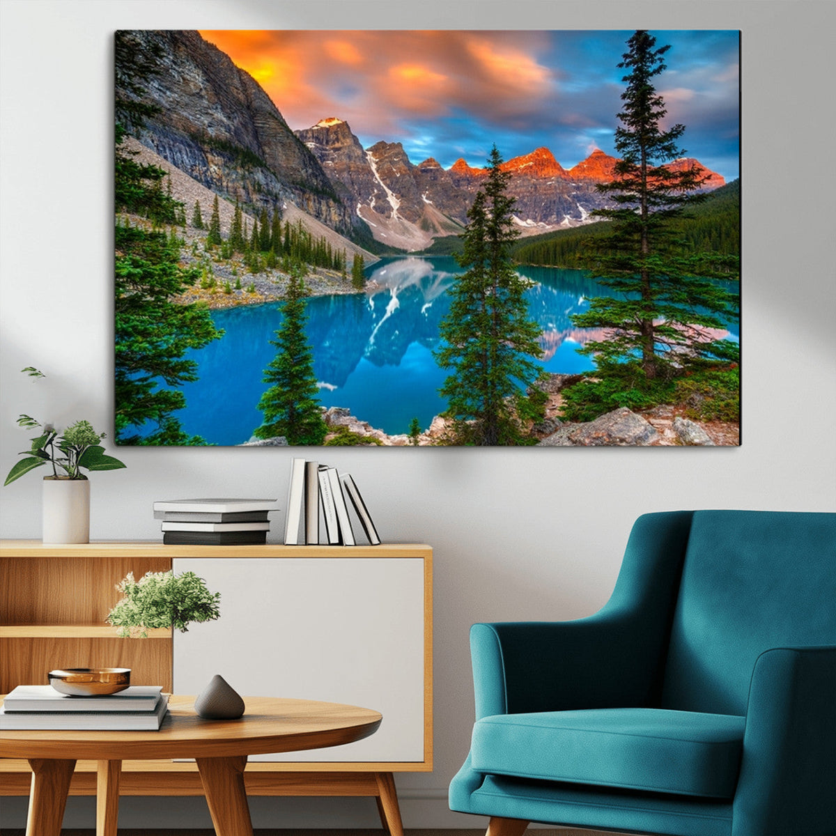 Canadian Rockies Moraine Lake Wall Art Canvas Print, Pine