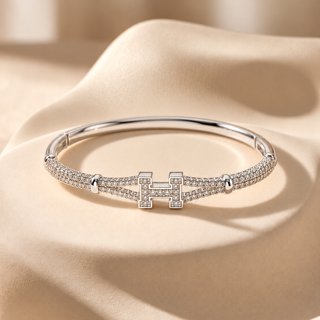 Silver Pavé H Bracelet