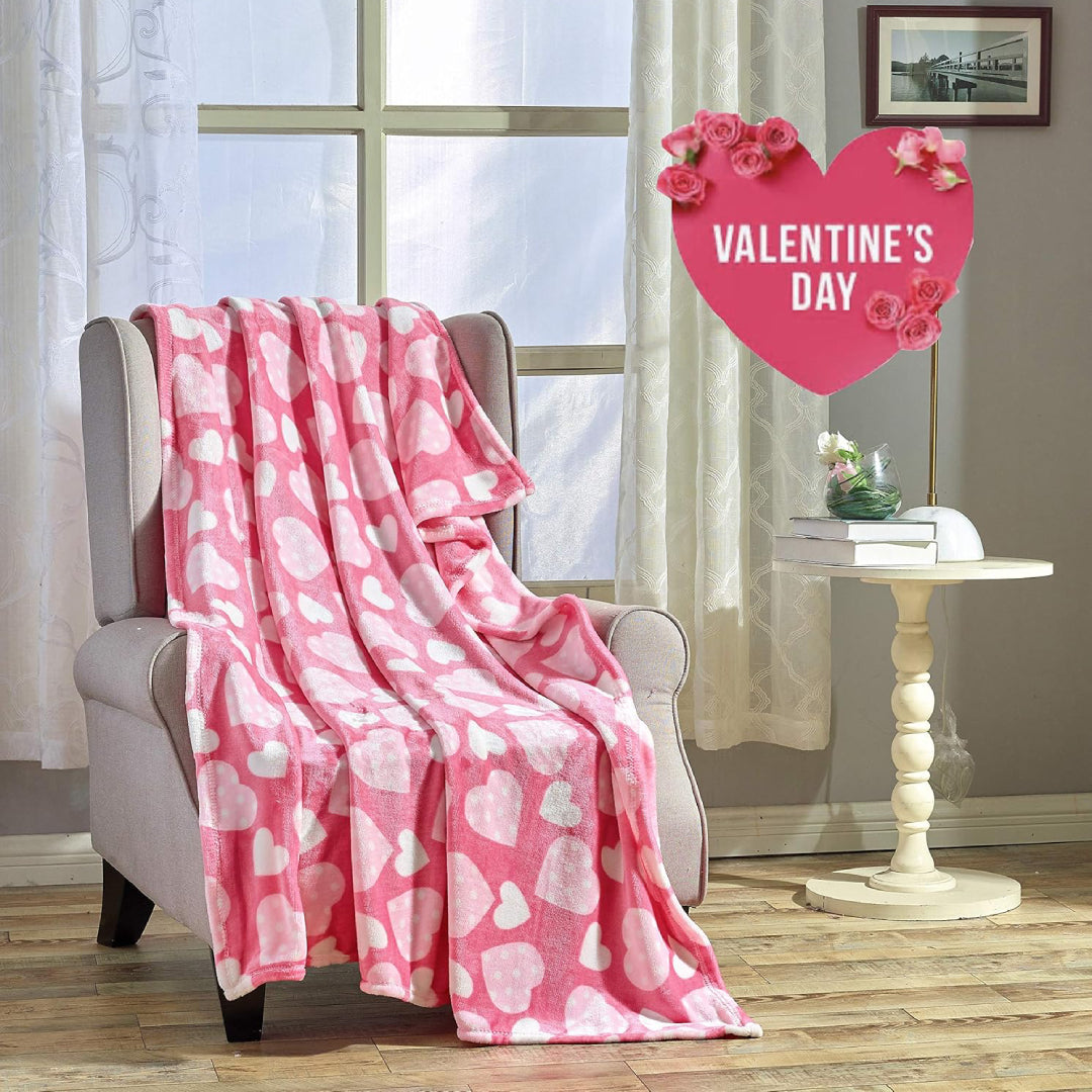 Ultra Plush Mothers Day Valentine's Day Heart-Themed Throw Blanket – Soft, Cozy, and Luxurious Fleece, 50" x 60"