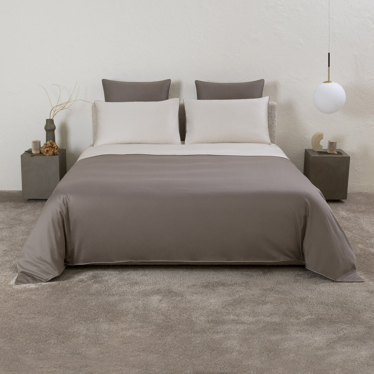 Frette Greenwich Luxury Cotton Sateen Sheet Set (Dune-Taupe)