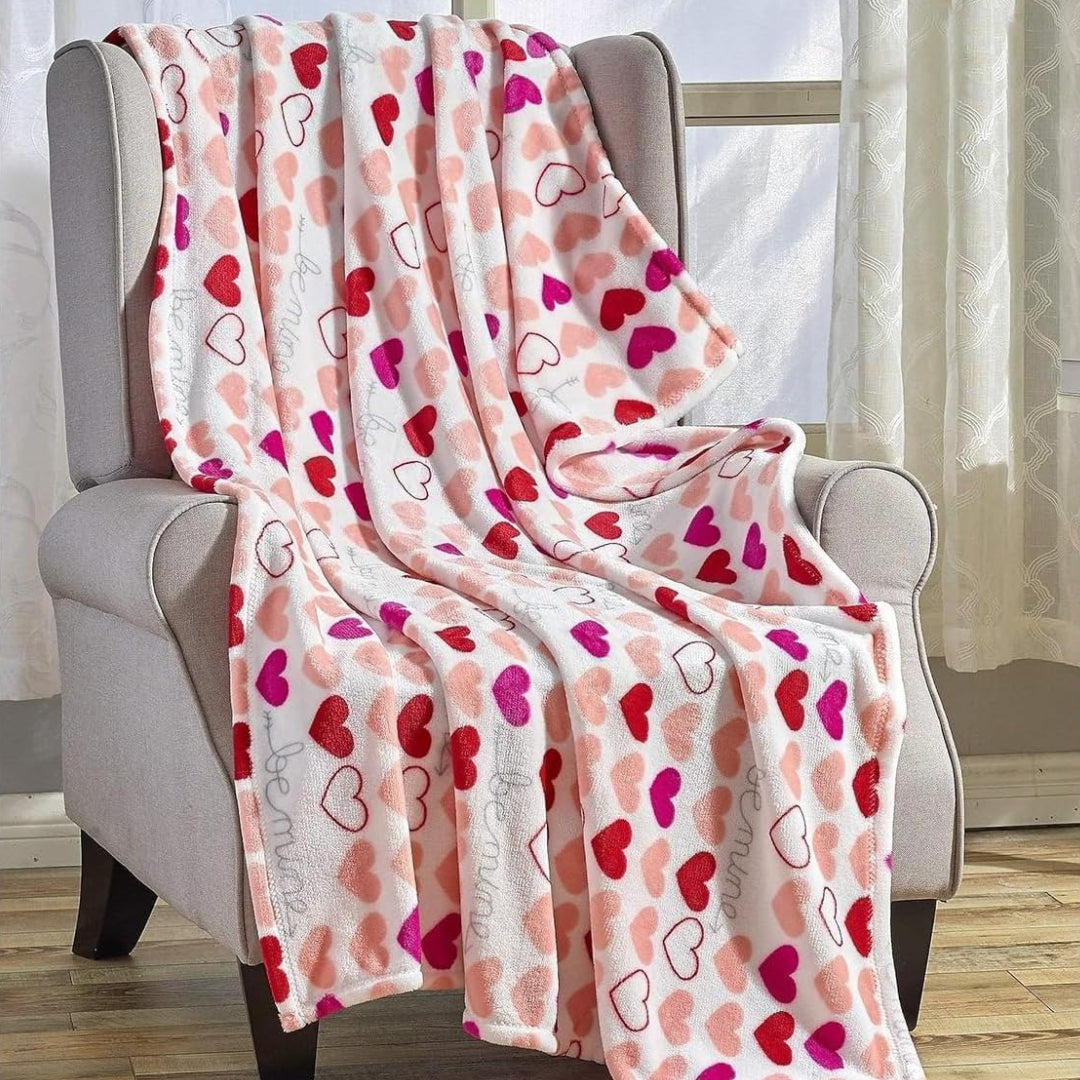 Ultra Plush Mothers Day Valentine's Day Heart-Themed Throw Blanket – Soft, Cozy, and Luxurious Fleece, 50" x 60"