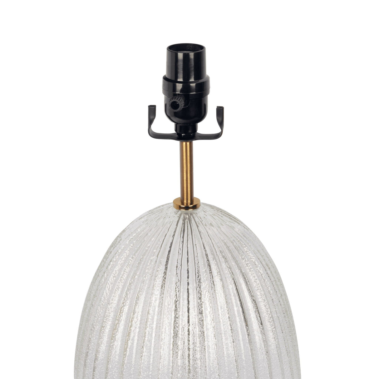 Aurora - Ribbed Lamp Base Clear Table Lamp Large Linen Shade - Beige / Clear / Gold