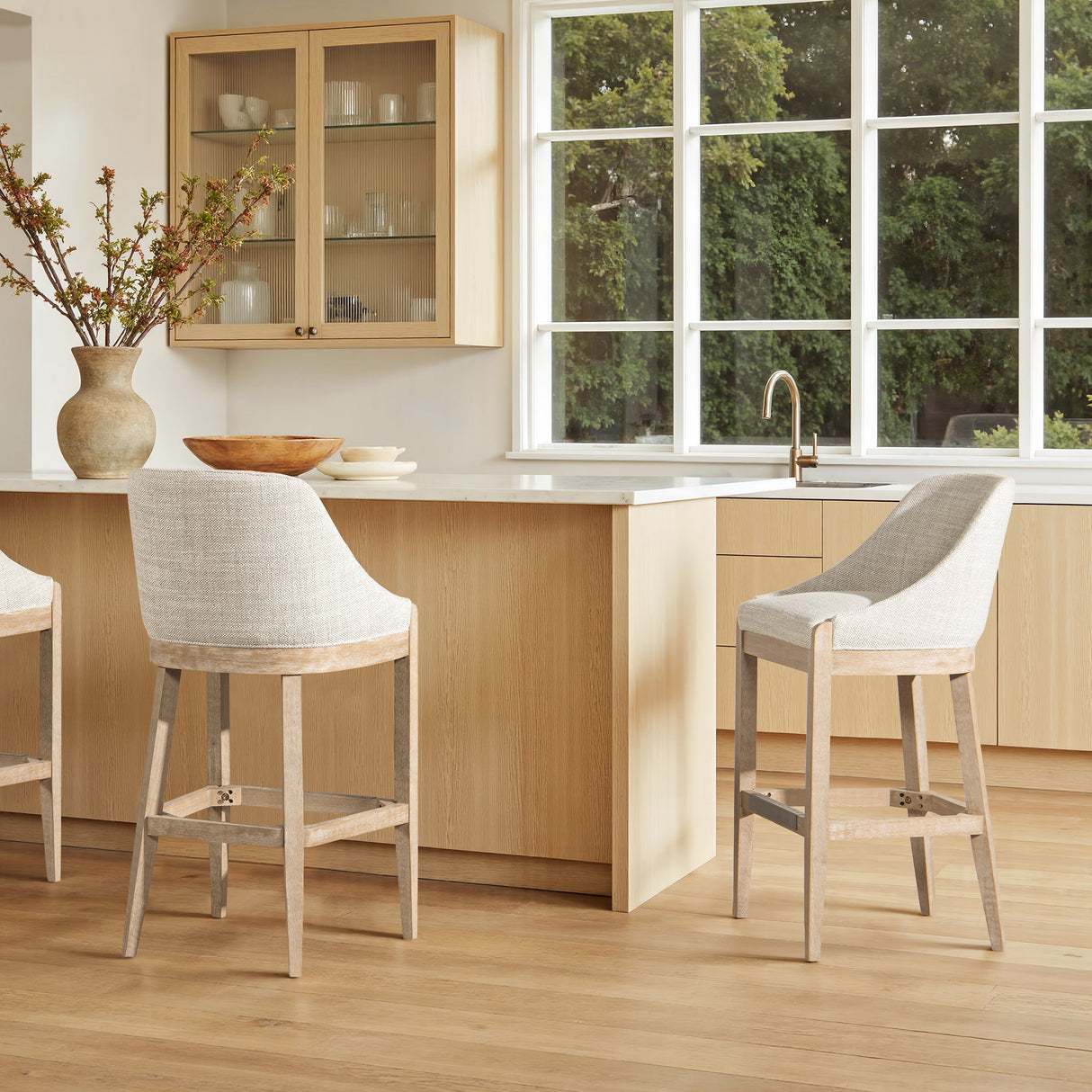 Newport 30.5' Coastal Curved Back Upholstered Barstool