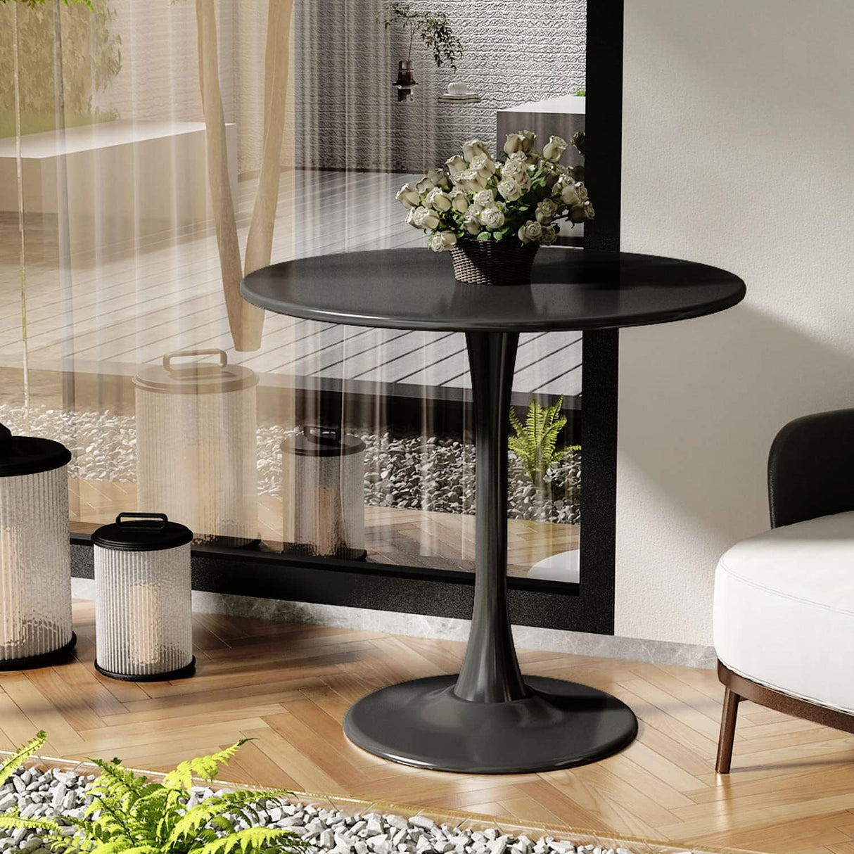 Modern Round Dining Table - Black ∅31.5''