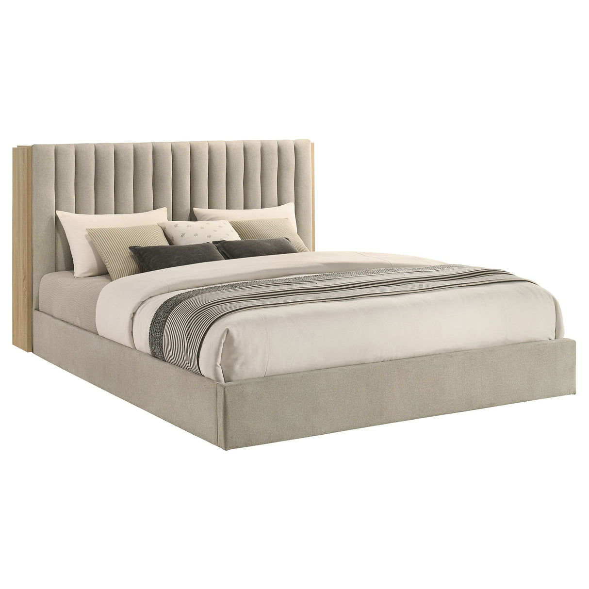 Arielle Eastern King Bookcase Panel Storage Bed Light Oak