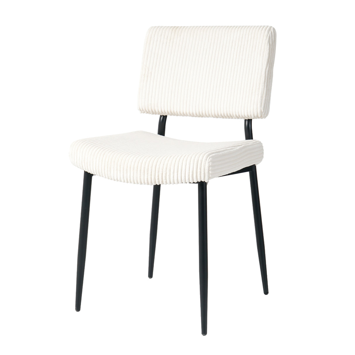 Modern Beige Fabric Upholstered Dining Chair with Black Metal Legs - Set of 4