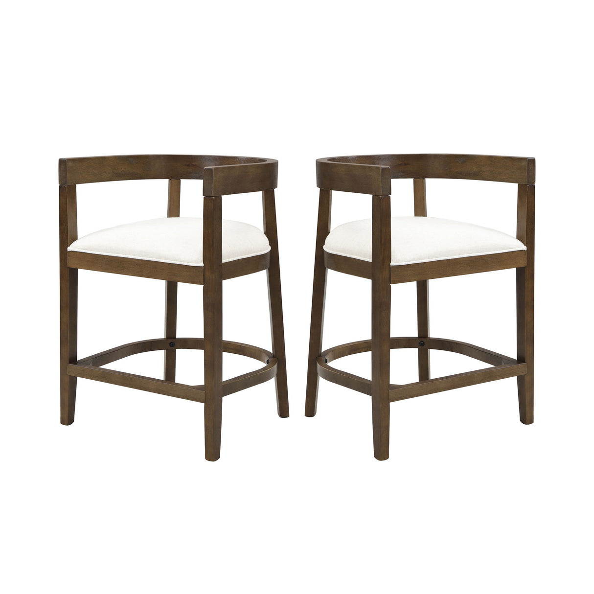 Modern Rubberwood Counter Stool Set With Upholstered Seats