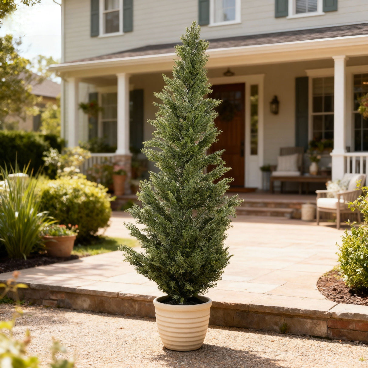 Realistic Artificial Cypress Tree, UV Resistant Indoor / Outdoor Topiary Plant