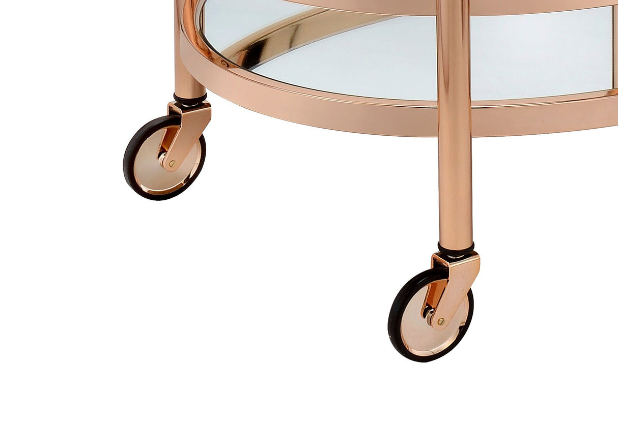Lakelyn Clear Glass & Rose Gold Finish Serving Cart