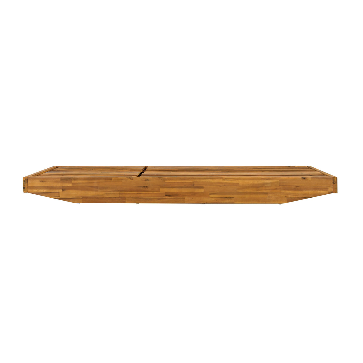 Acacia Wood Chaise Lounge with Teak Finish and Water-Repellent Cushion