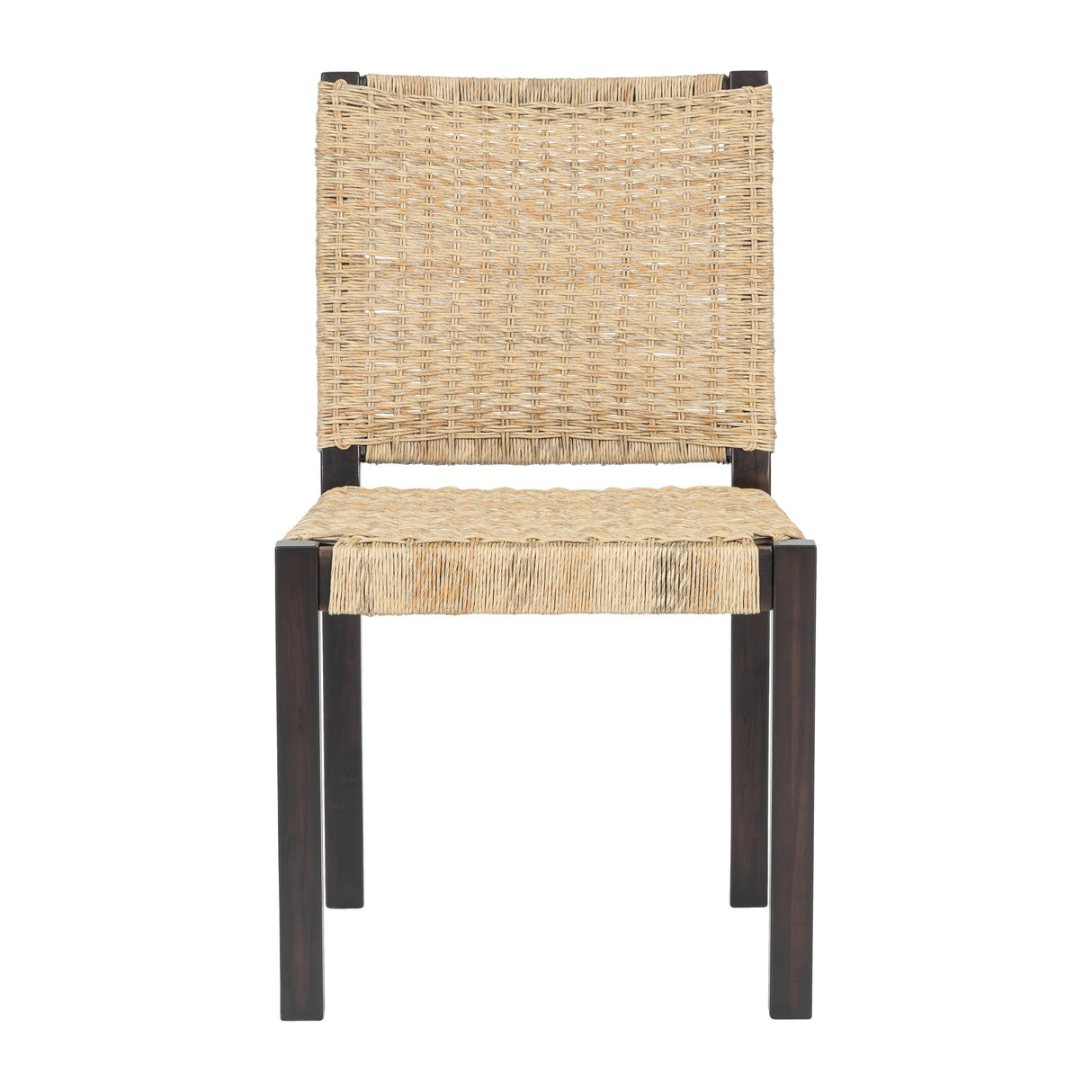 Solid Wood Rattan Backrest Dining Chairs, Set of 2
