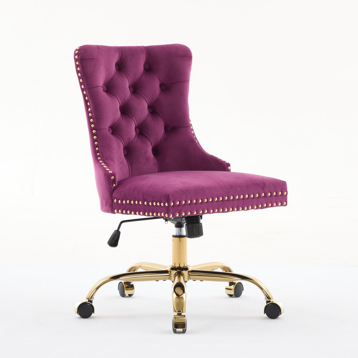 Office Chair Modern Velvet Upholstered Tufted Button Purple