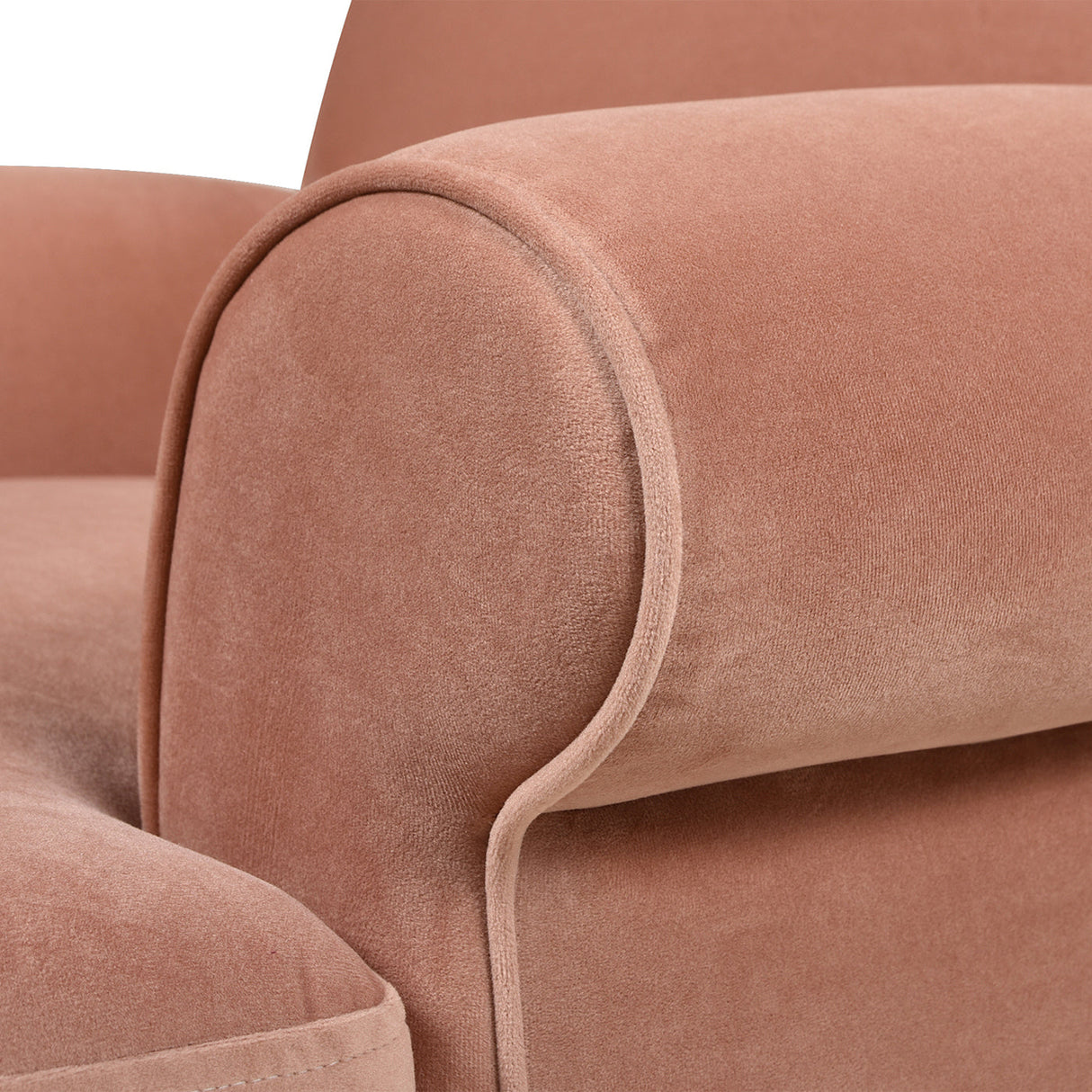 Alana 38" Lawson Accent Arm Chair Metal Casters, Peach Orange Velvet