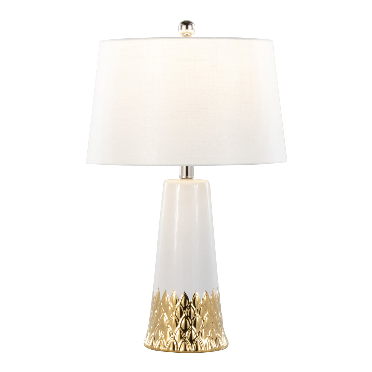 Penelope 22' Contemporary Ceramic Table Lamp with White & Gold Ceramic Body and White Shade