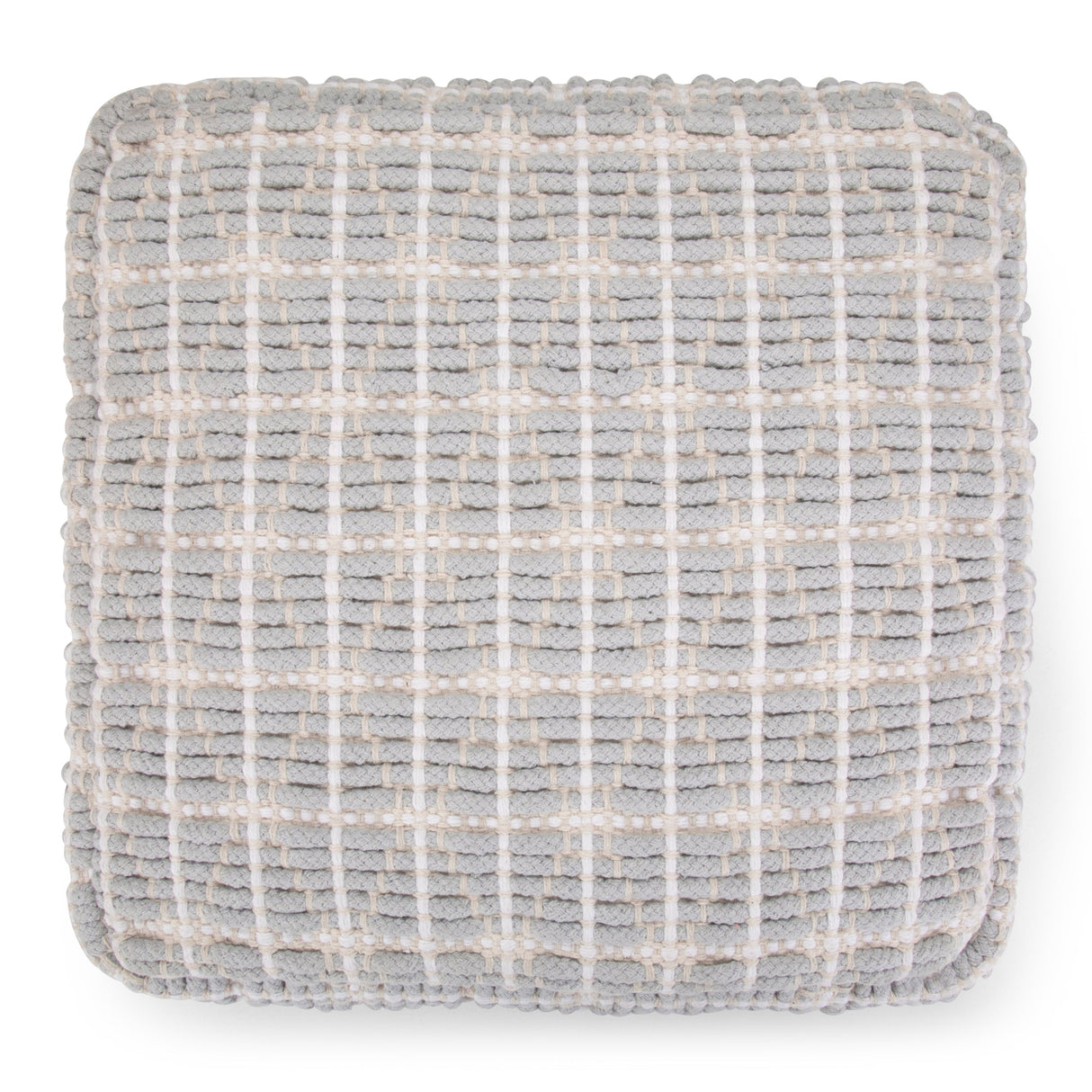 Noreen Square Pouf Light Blue White