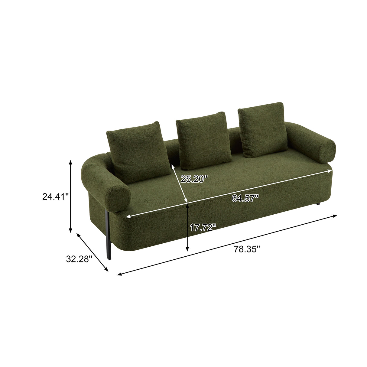 78" Modern 3-Seater Sofa