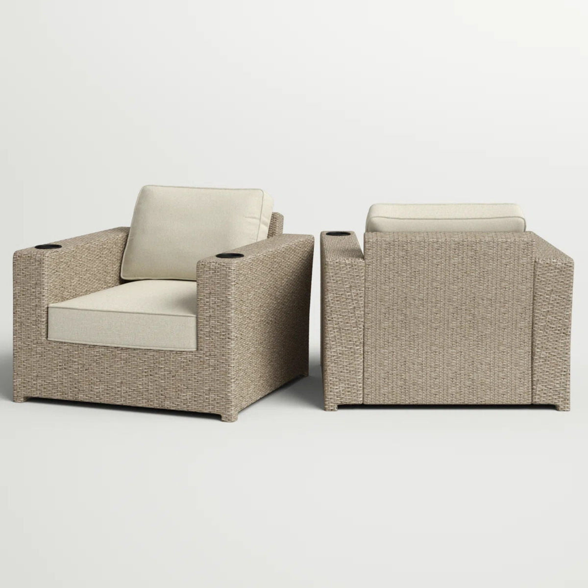 Outdoor Lounge Chairs With Cushions, Weather Resistant - Gray Mix