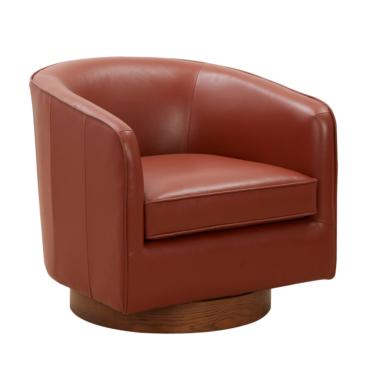 Tessa Caramel Top Grain Leather Swivel Chair with Wood Base