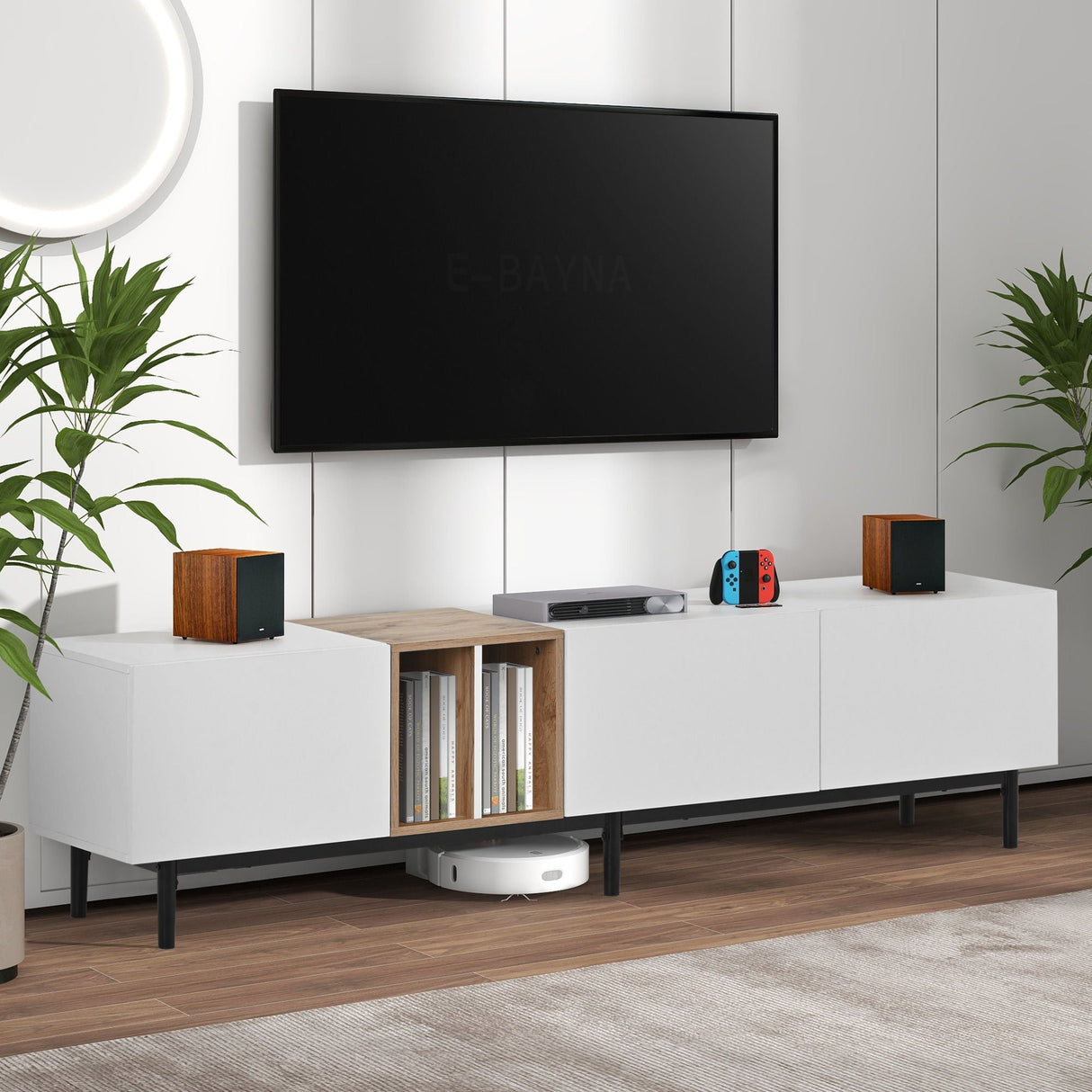 TV Stand With 3 Doors Media Console Table