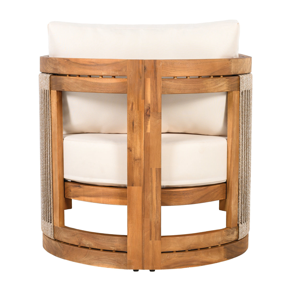 Premium Acacia Wood Outdoor Club Chair with Curved Tub Design