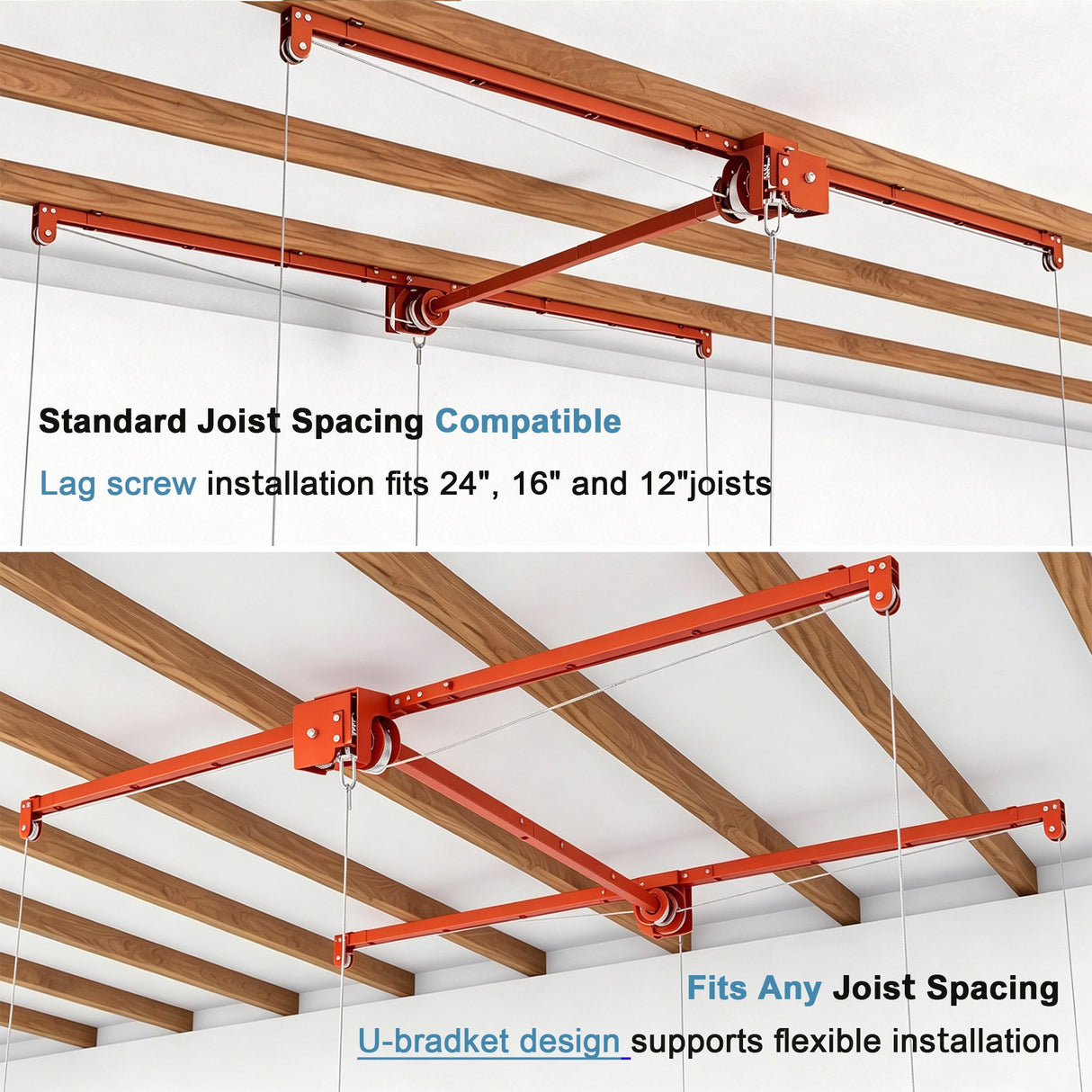 Orange Overhead Garage Storage Rack 4x8 FT