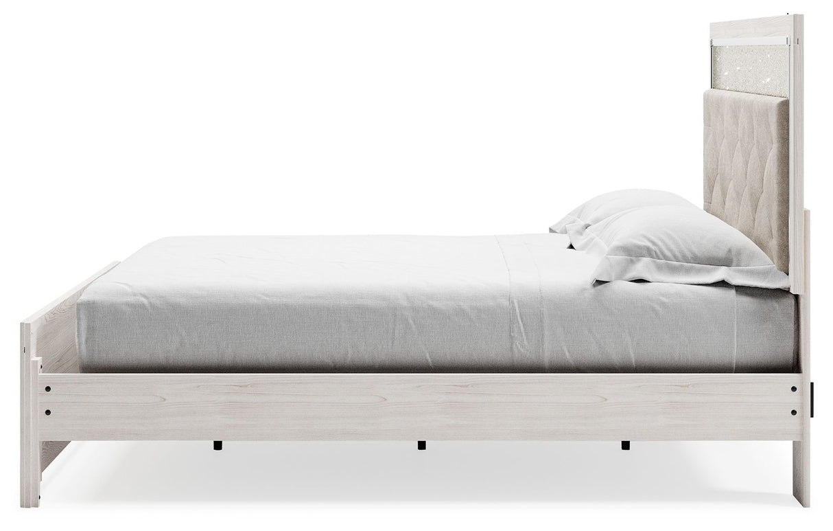 Altyra - King Panel Bed With Upholstered Headboard - White