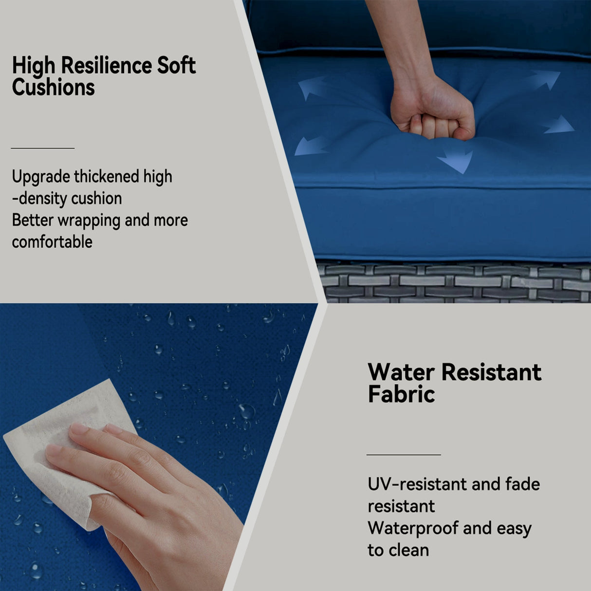 Wicker Patio Furniture Set - 3 Piece Rattan Outdoor Sectional Conversation Sets